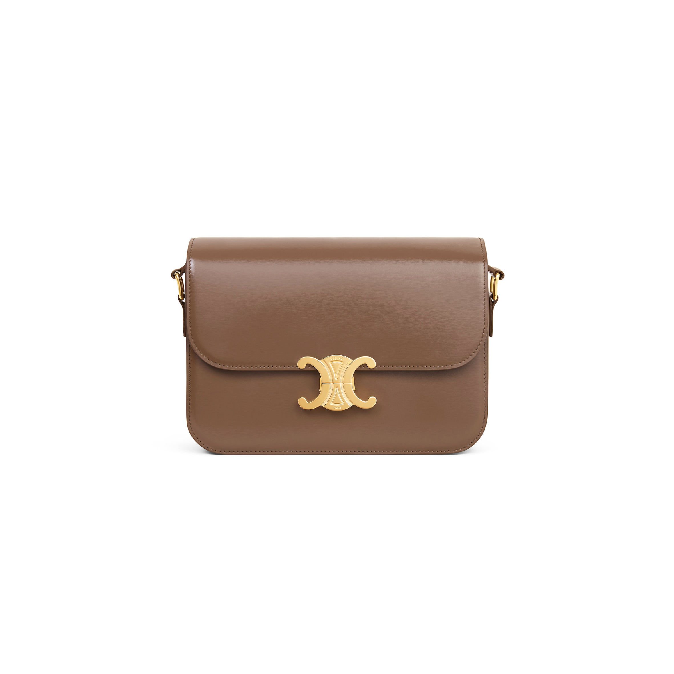 CELINE MEDIUM CLASSIQUE TRIOMPHE BAG IN SHINY CALFSKIN 187363BF4.19BG (22.5*16.5*7.5cm)